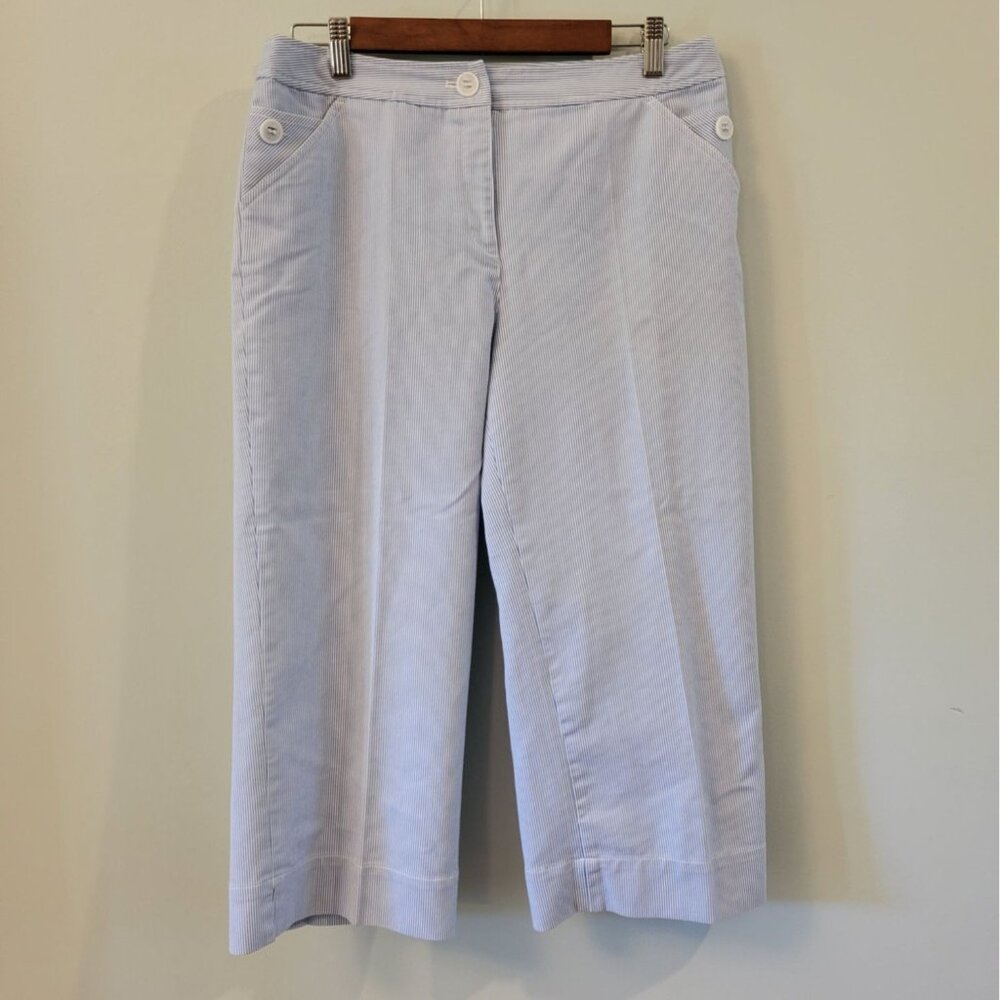 Abbie Mags Pinstripe Wide Leg Capri Pants Size 10